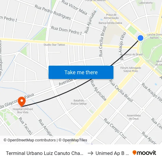 Terminal Urbano Luiz Canuto Chaves to Unimed Ap B 03 map