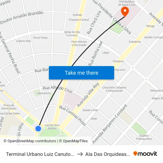 Terminal Urbano Luiz Canuto Chaves to Ala Das Orquideas - HMI map