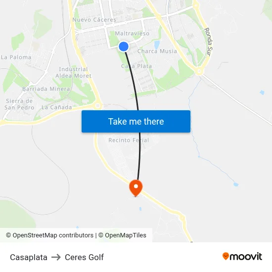 Casaplata to Ceres Golf map