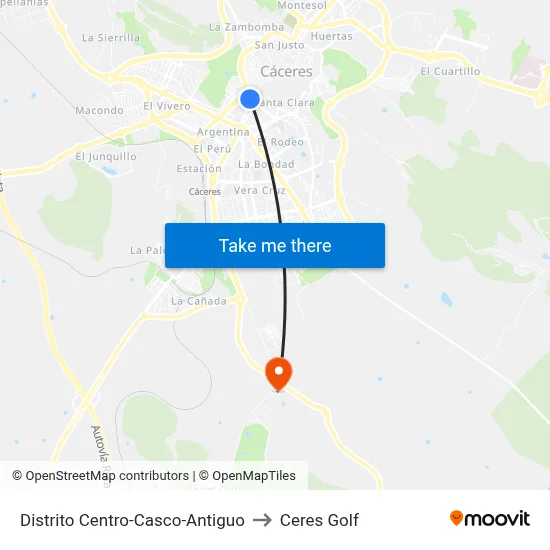 Distrito Centro-Casco-Antiguo to Ceres Golf map