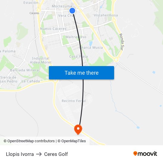 Llopis Ivorra to Ceres Golf map