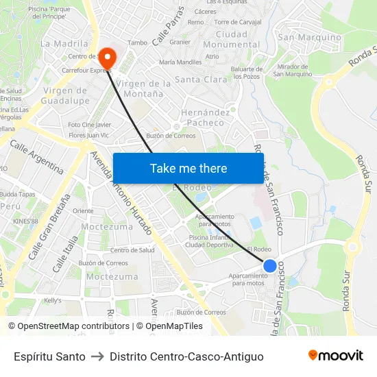 Espíritu Santo to Distrito Centro-Casco-Antiguo map