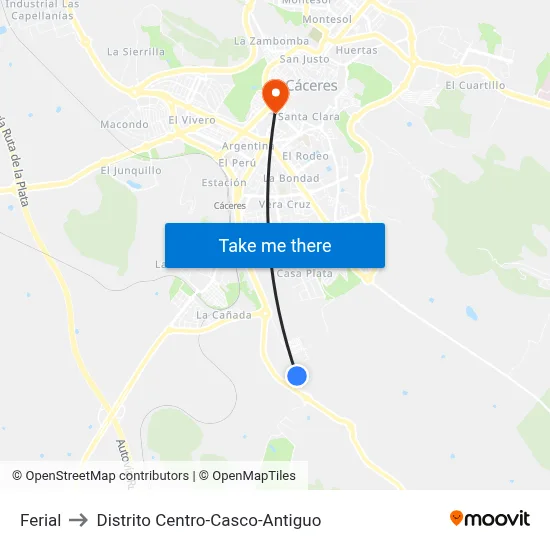 Ferial to Distrito Centro-Casco-Antiguo map