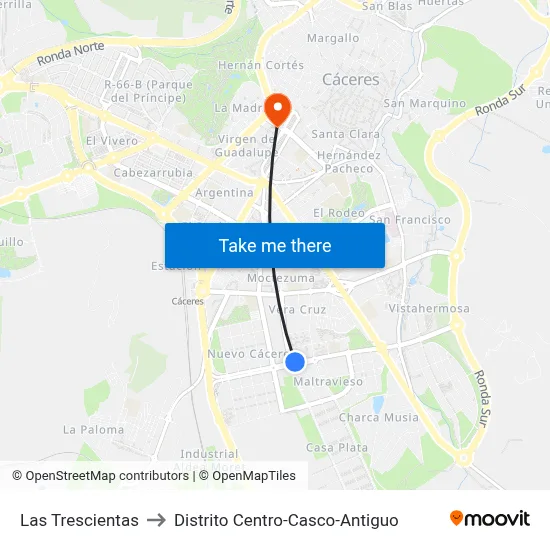 Las Trescientas to Distrito Centro-Casco-Antiguo map
