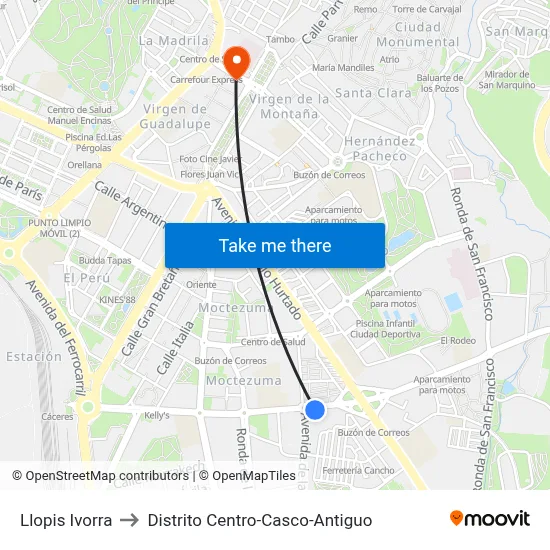 Llopis Ivorra to Distrito Centro-Casco-Antiguo map