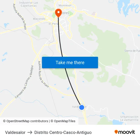 Valdesalor to Distrito Centro-Casco-Antiguo map