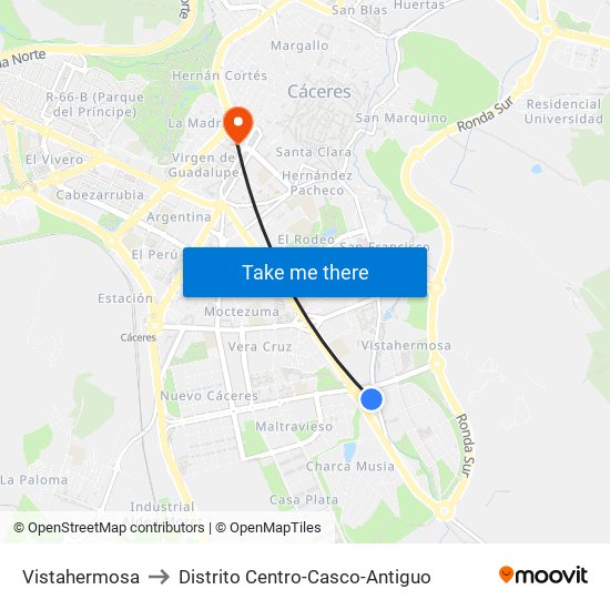 Vistahermosa to Distrito Centro-Casco-Antiguo map