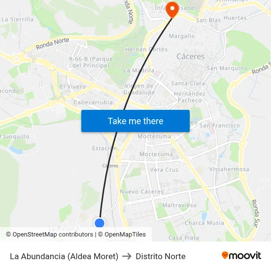 La Abundancia (Aldea Moret) to Distrito Norte map