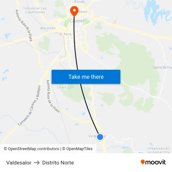 Valdesalor to Distrito Norte map