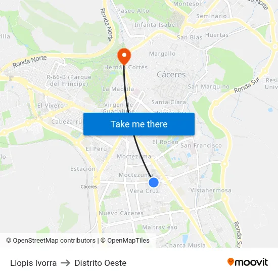 Llopis Ivorra to Distrito Oeste map