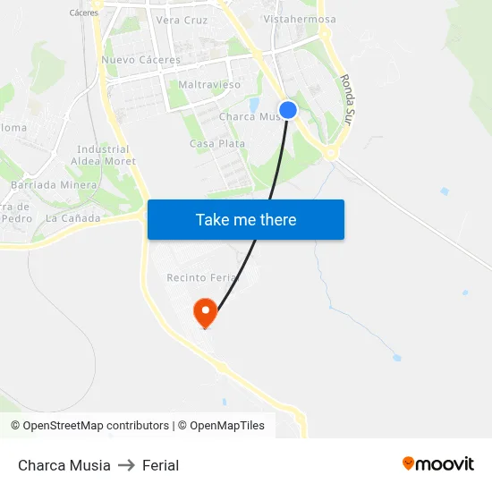 Charca Musia to Ferial map