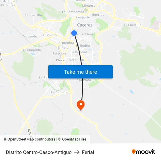 Distrito Centro-Casco-Antiguo to Ferial map