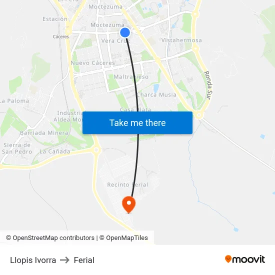 Llopis Ivorra to Ferial map