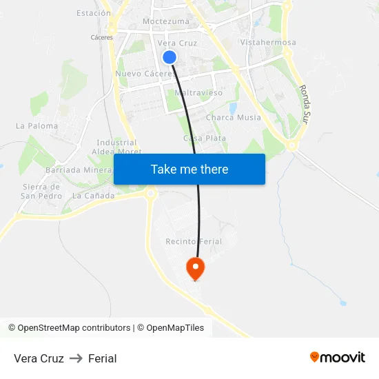Vera Cruz to Ferial map