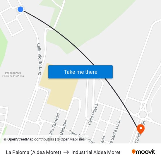 La Paloma (Aldea Moret) to Industrial Aldea Moret map