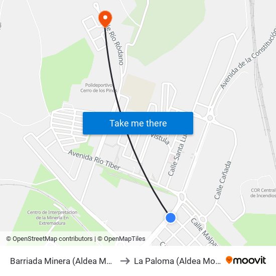 Barriada Minera (Aldea Moret) to La Paloma (Aldea Moret) map
