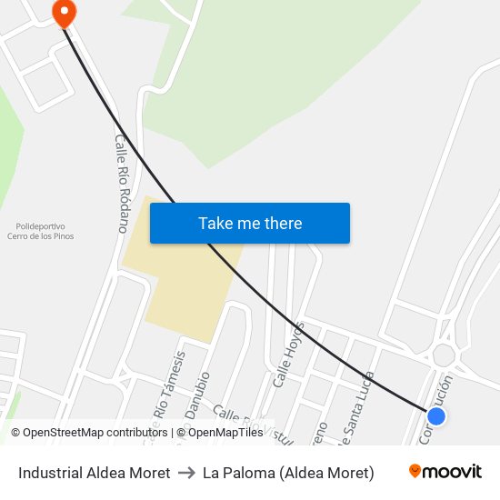 Industrial Aldea Moret to La Paloma (Aldea Moret) map
