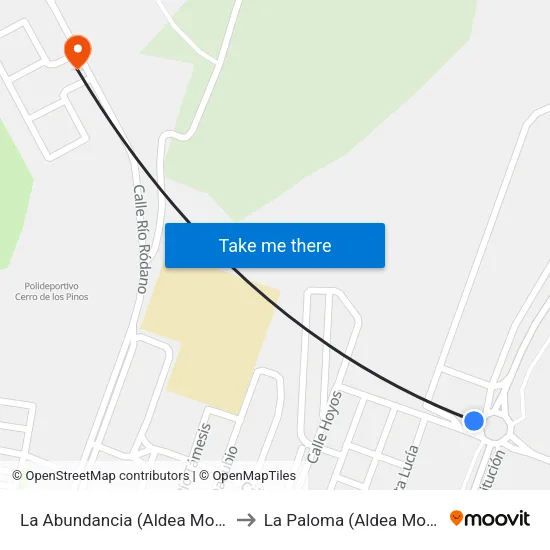 La Abundancia (Aldea Moret) to La Paloma (Aldea Moret) map