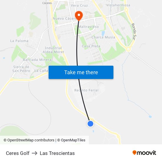 Ceres Golf to Las Trescientas map