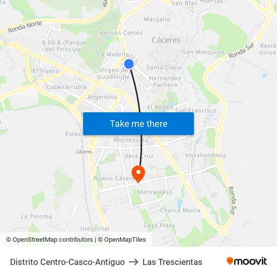 Distrito Centro-Casco-Antiguo to Las Trescientas map