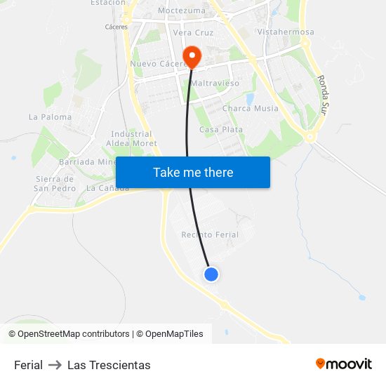 Ferial to Las Trescientas map