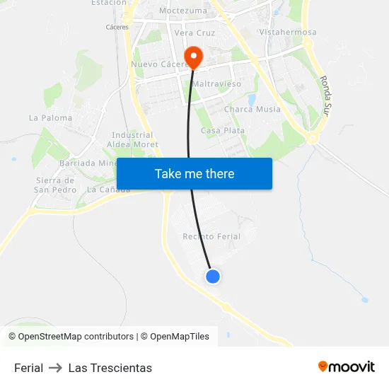 Ferial to Las Trescientas map