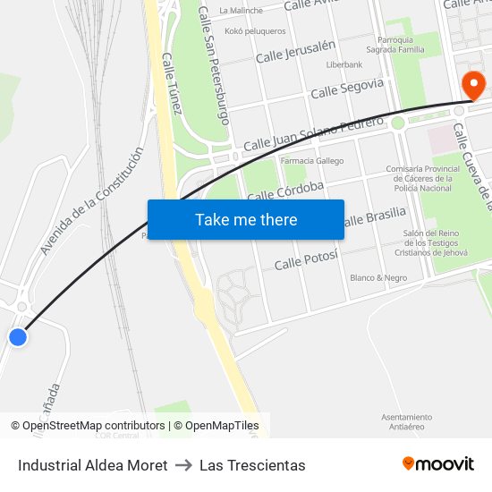 Industrial Aldea Moret to Las Trescientas map