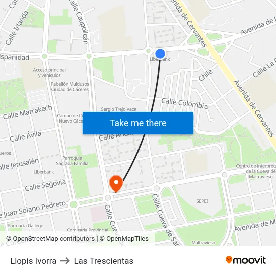 Llopis Ivorra to Las Trescientas map