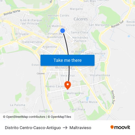 Distrito Centro-Casco-Antiguo to Maltravieso map