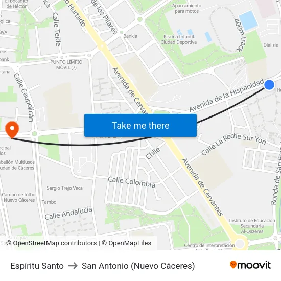 Espíritu Santo to San Antonio (Nuevo Cáceres) map
