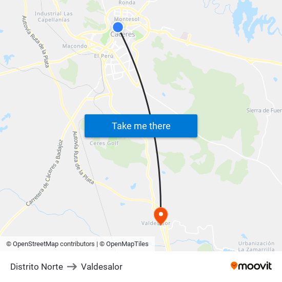 Distrito Norte to Valdesalor map