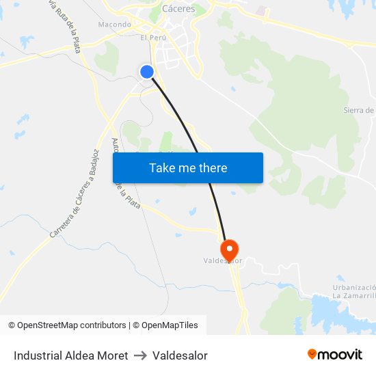 Industrial Aldea Moret to Valdesalor map