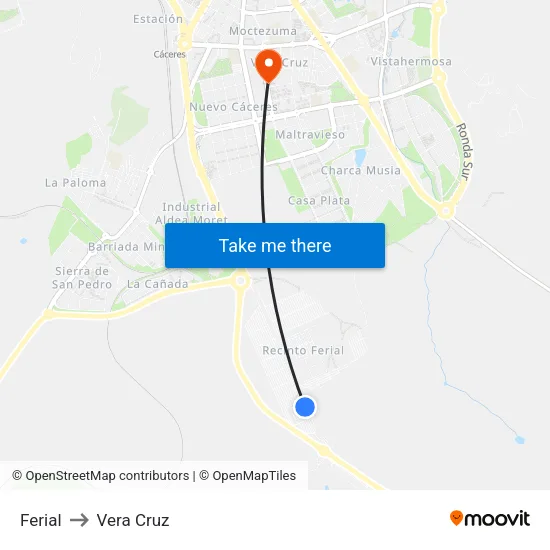 Ferial to Vera Cruz map