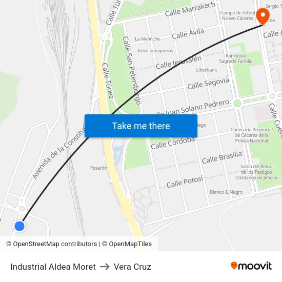 Industrial Aldea Moret to Vera Cruz map