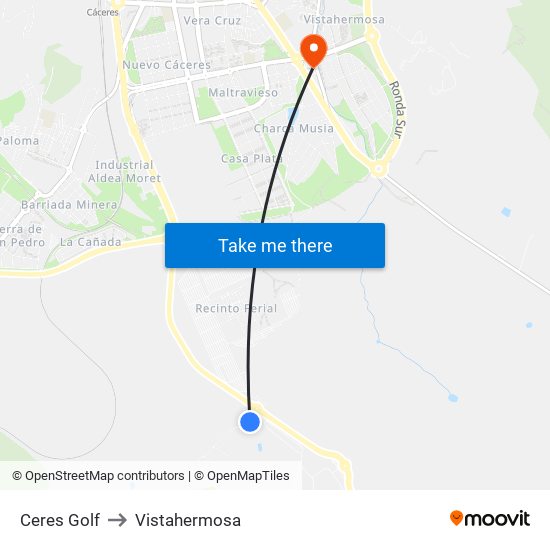 Ceres Golf to Vistahermosa map