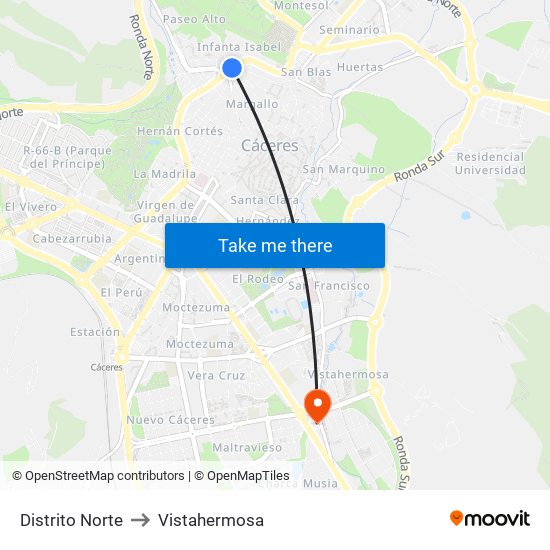 Distrito Norte to Vistahermosa map