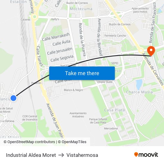 Industrial Aldea Moret to Vistahermosa map