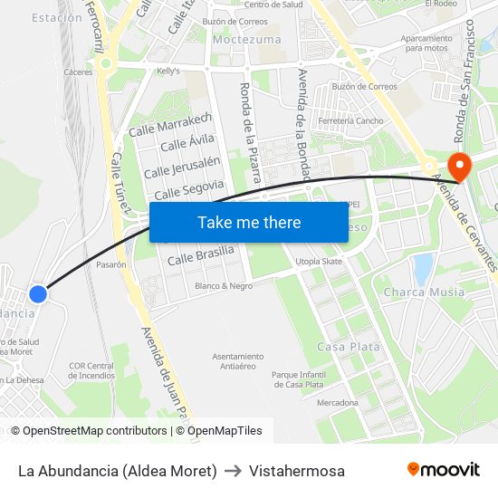 La Abundancia (Aldea Moret) to Vistahermosa map