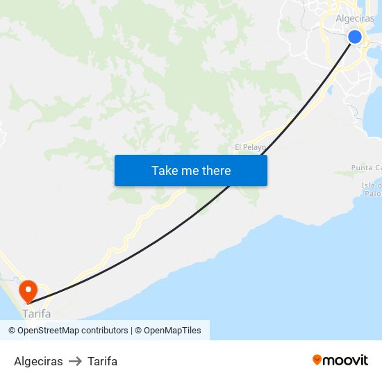 Algeciras to Tarifa map