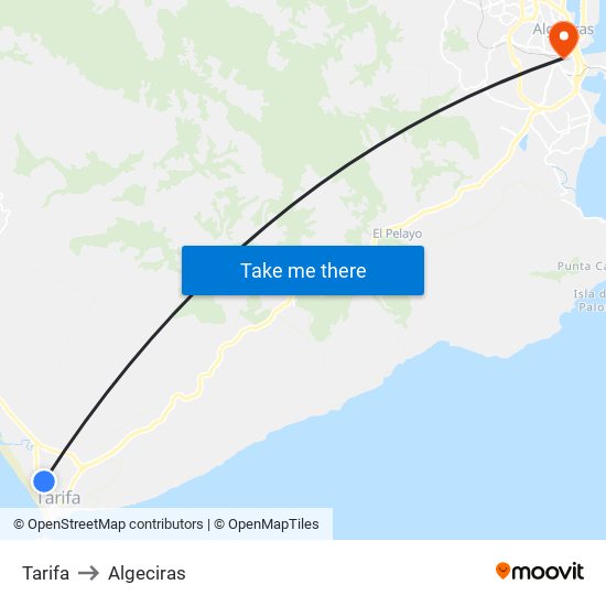 Tarifa to Algeciras map