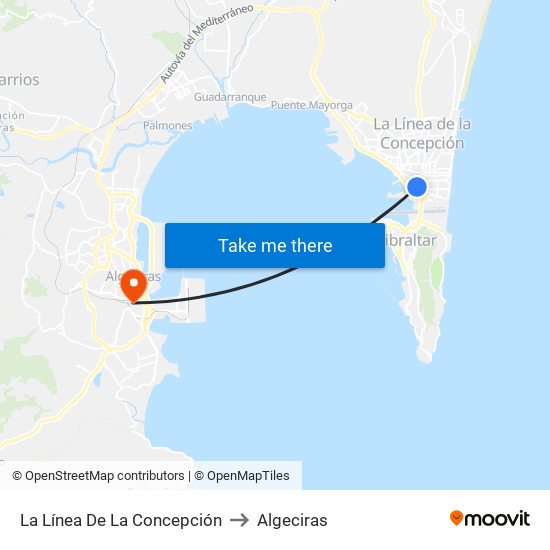 La Línea De La Concepción to Algeciras map