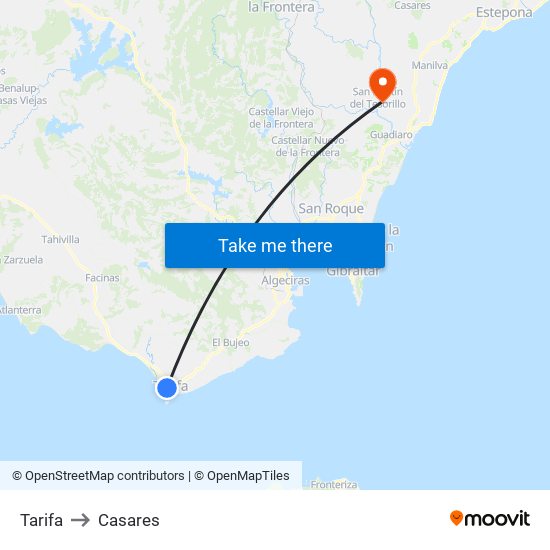 Tarifa to Casares map