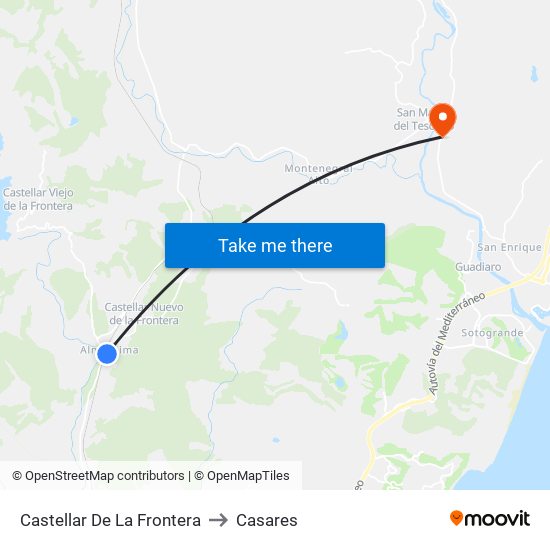 Castellar De La Frontera to Casares map