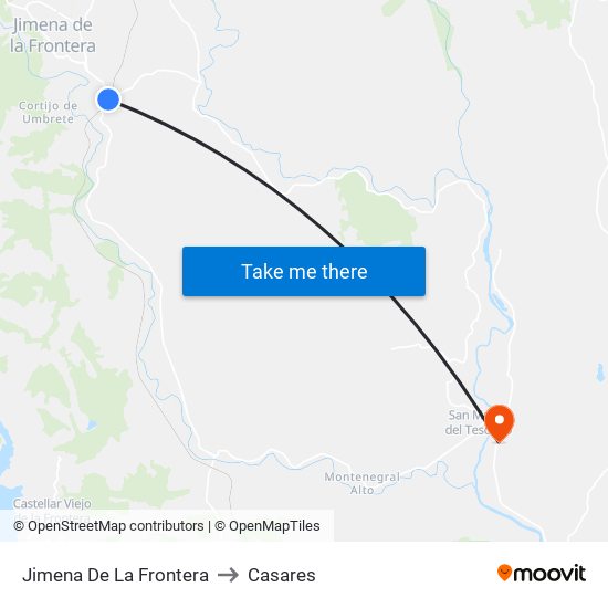 Jimena De La Frontera to Casares map