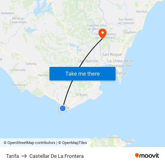 Tarifa to Castellar De La Frontera map