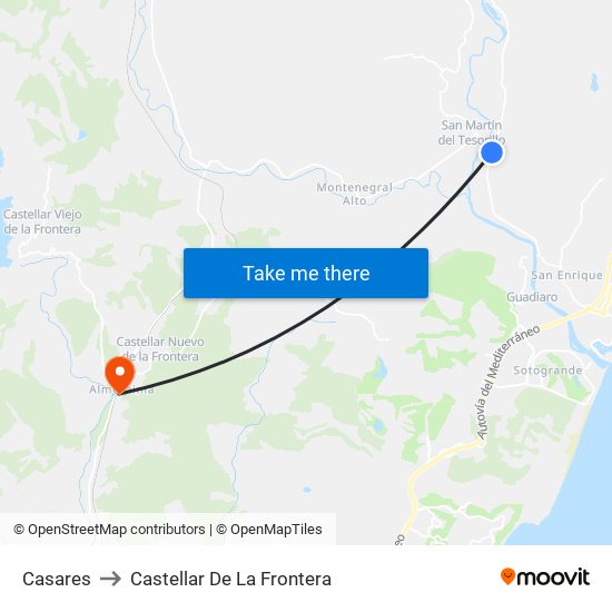 Casares to Castellar De La Frontera map