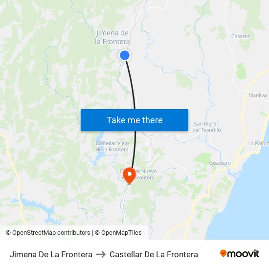 Jimena De La Frontera to Castellar De La Frontera map