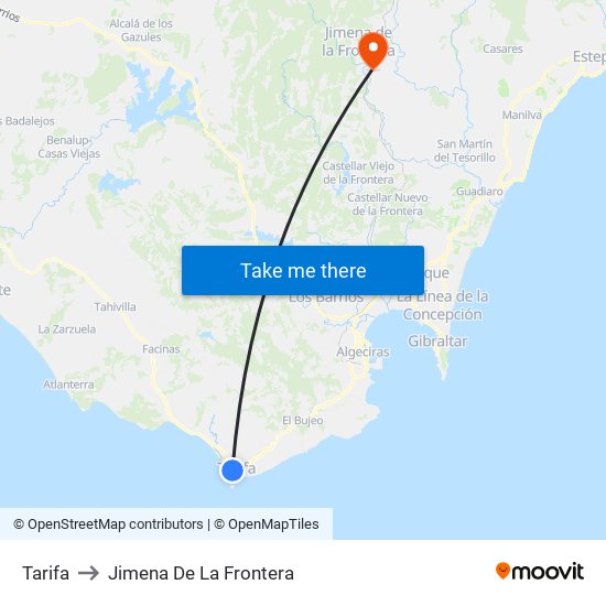 Tarifa to Jimena De La Frontera map