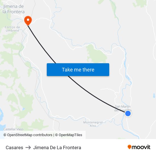 Casares to Jimena De La Frontera map