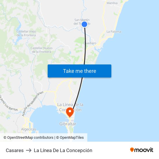 Casares to La Línea De La Concepción map